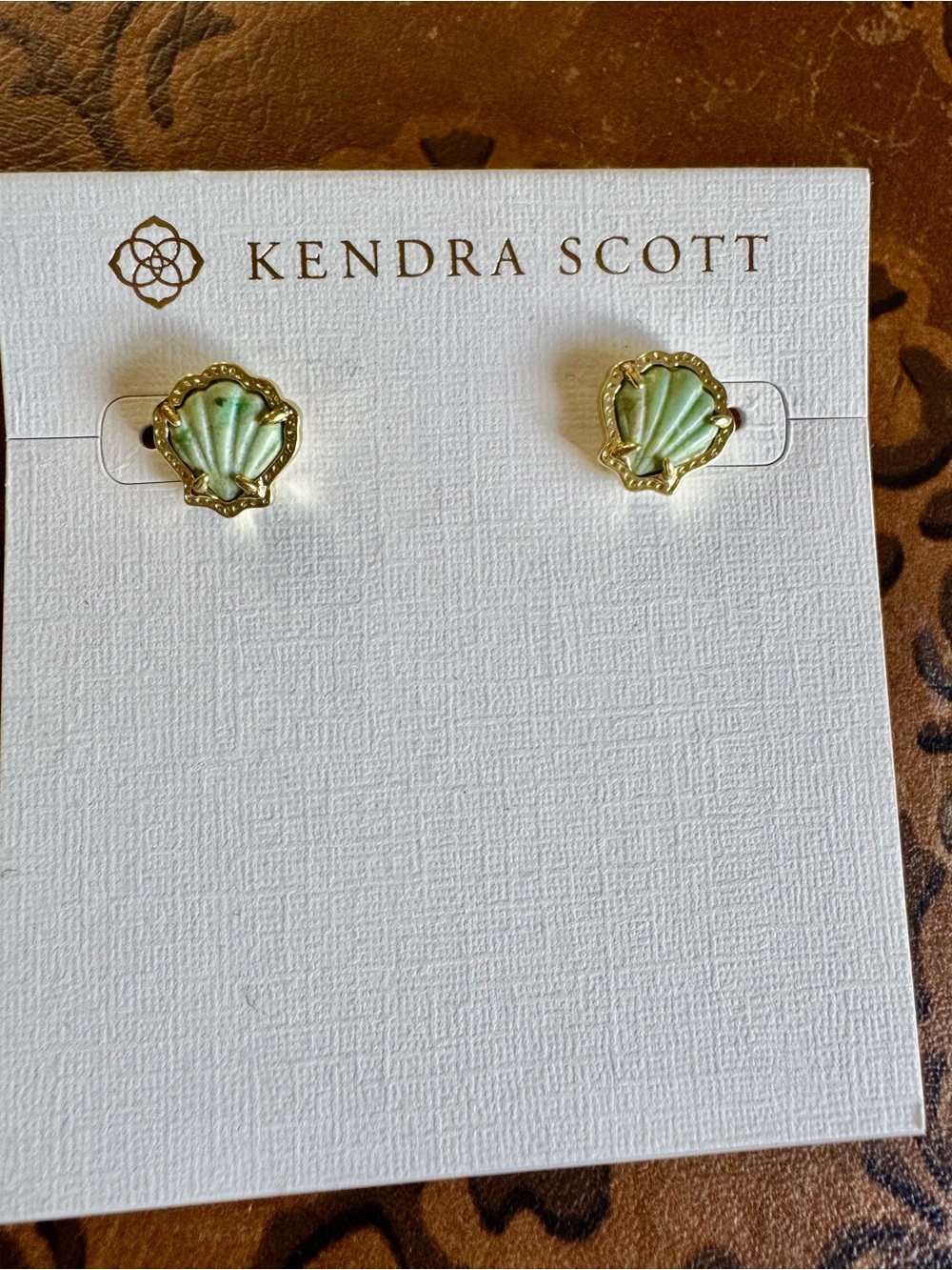 Kendra Scott Brynne Green Shell Stud Earrings - Gold